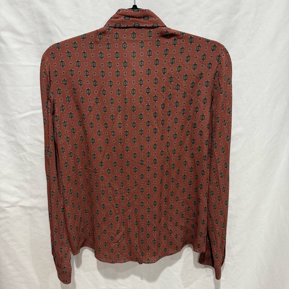 Massimo Dutti Dark Floral Paisley Pussybow Blouse Size 2 Small Academia Chic - Picture 12 of 15